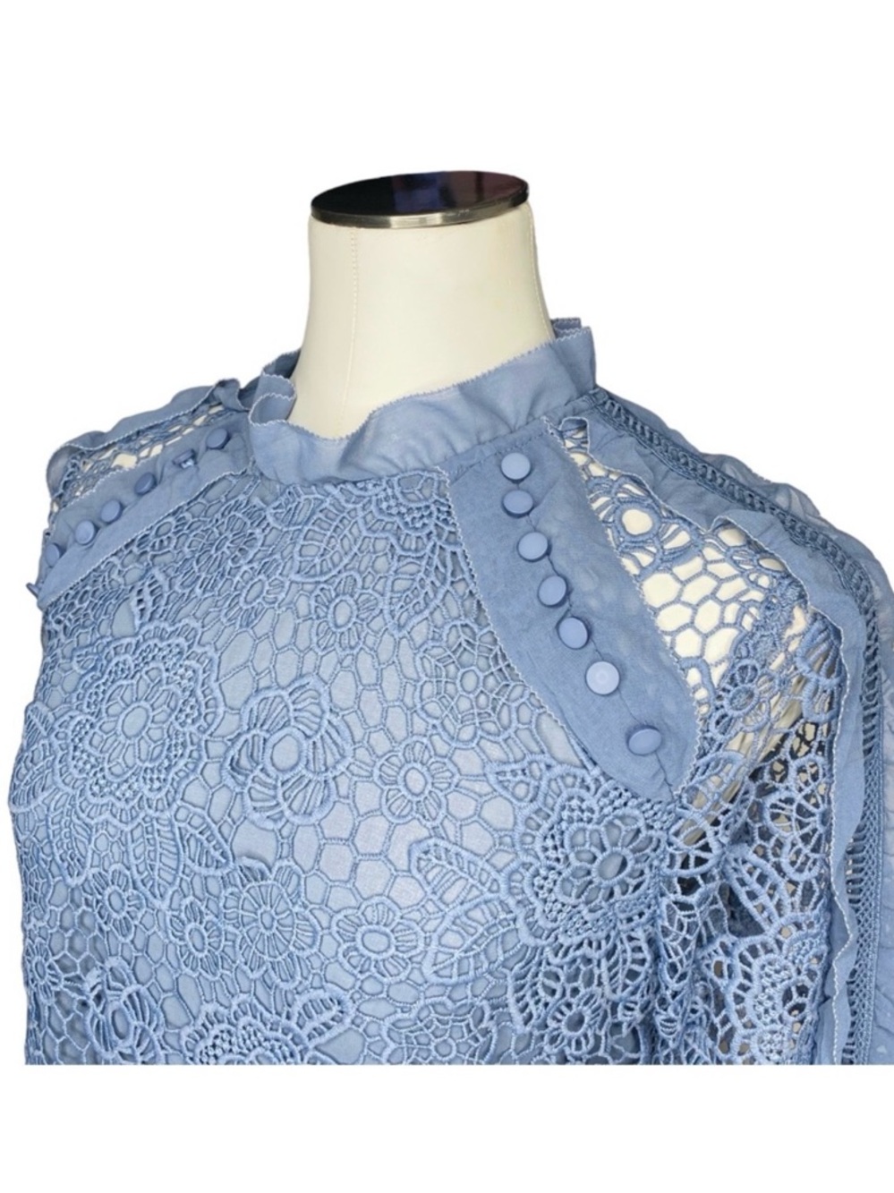 INA Lace Crochet Ruffle Blouse - Picture 8 of 9